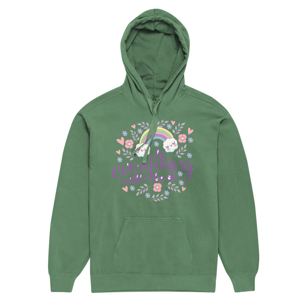 Rainbow - Everything will be ok | Unisex Garment-Dyed Hooded Sweatshirt I Comfort Colors 1567