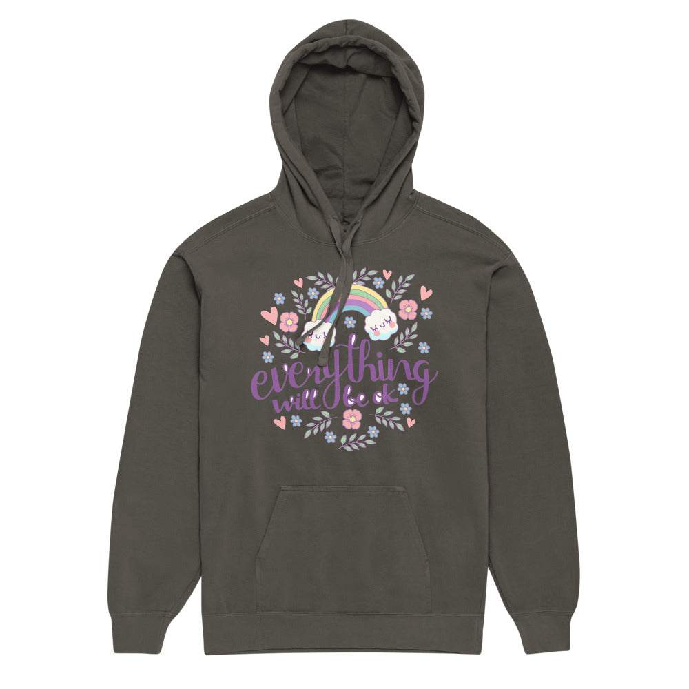 Rainbow - Everything will be ok | Unisex Garment-Dyed Hooded Sweatshirt I Comfort Colors 1567