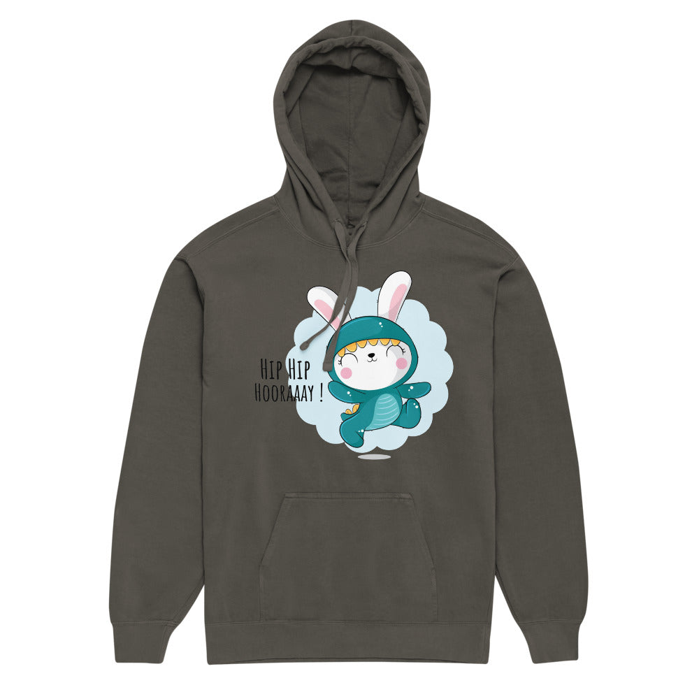 Green rabbit - HIP HIP HOORAAAY | Unisex Garment-Dyed Hooded Sweatshirt I Comfort Colors 1567