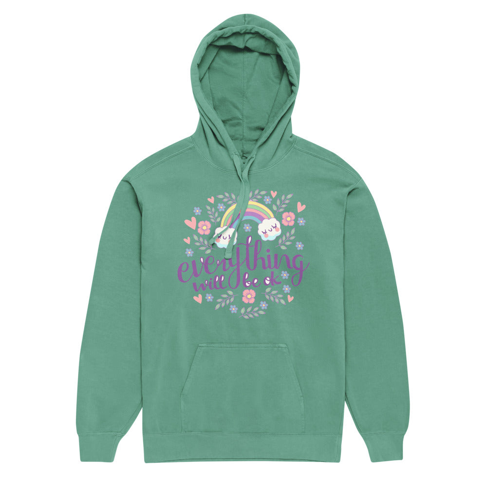 Rainbow - Everything will be ok | Unisex Garment-Dyed Hooded Sweatshirt I Comfort Colors 1567
