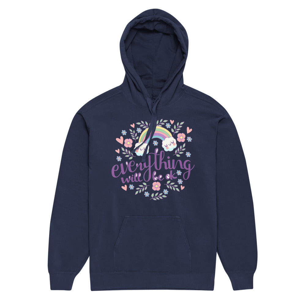 Rainbow - Everything will be ok | Unisex Garment-Dyed Hooded Sweatshirt I Comfort Colors 1567
