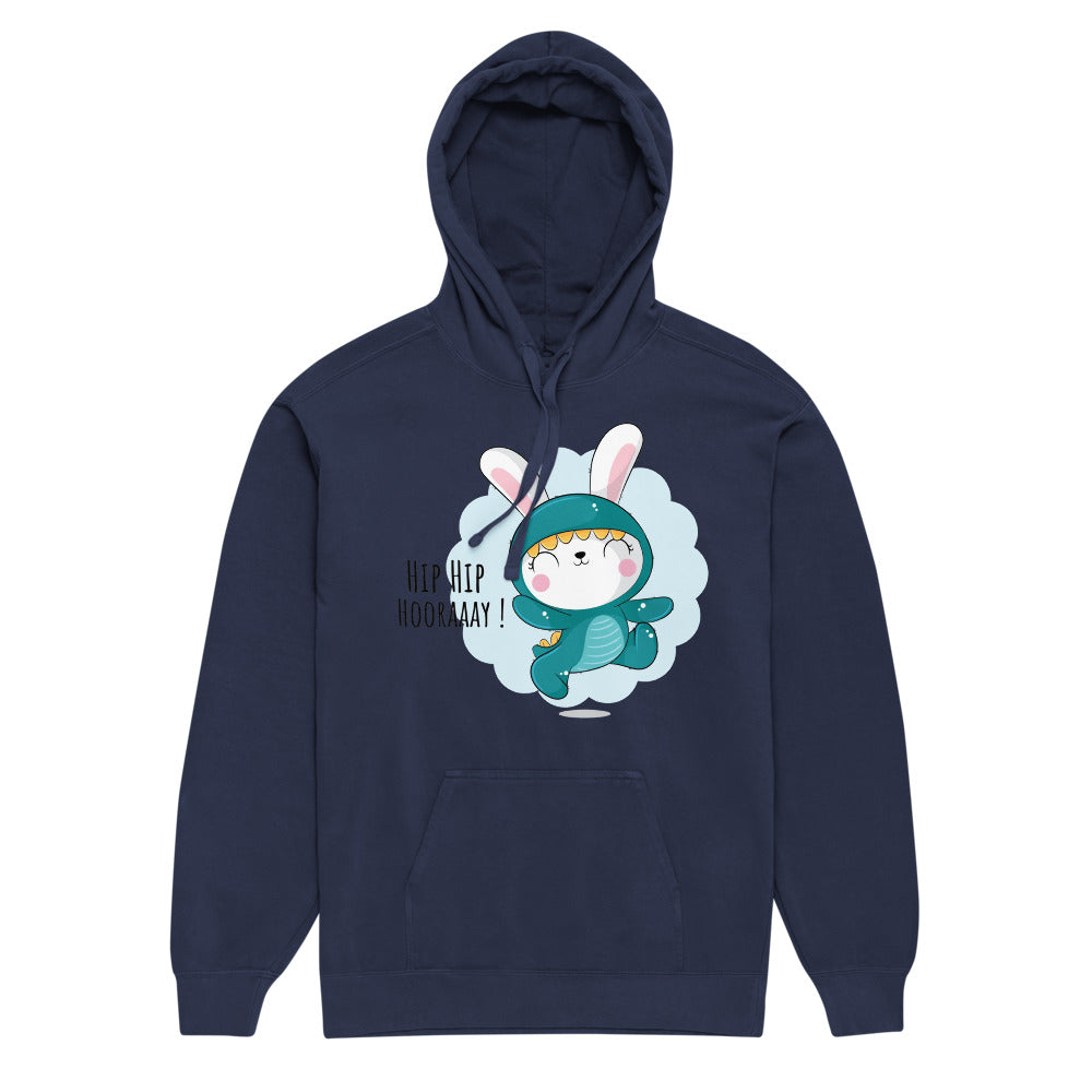 Green rabbit - HIP HIP HOORAAAY | Unisex Garment-Dyed Hooded Sweatshirt I Comfort Colors 1567