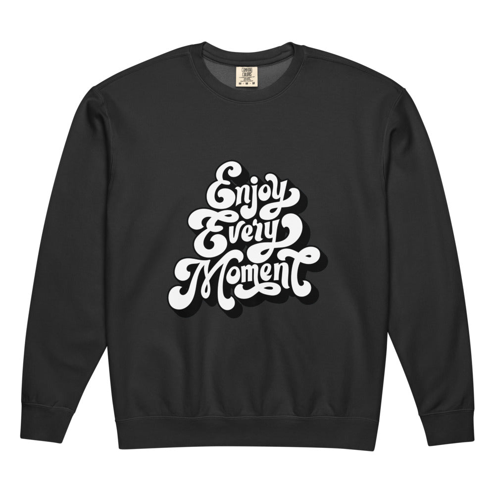 Enjoy every moments white | Unisex Garment-Dyed Lightweight Fleece Crewneck Sweatshirt I Comfort Colors 1466
