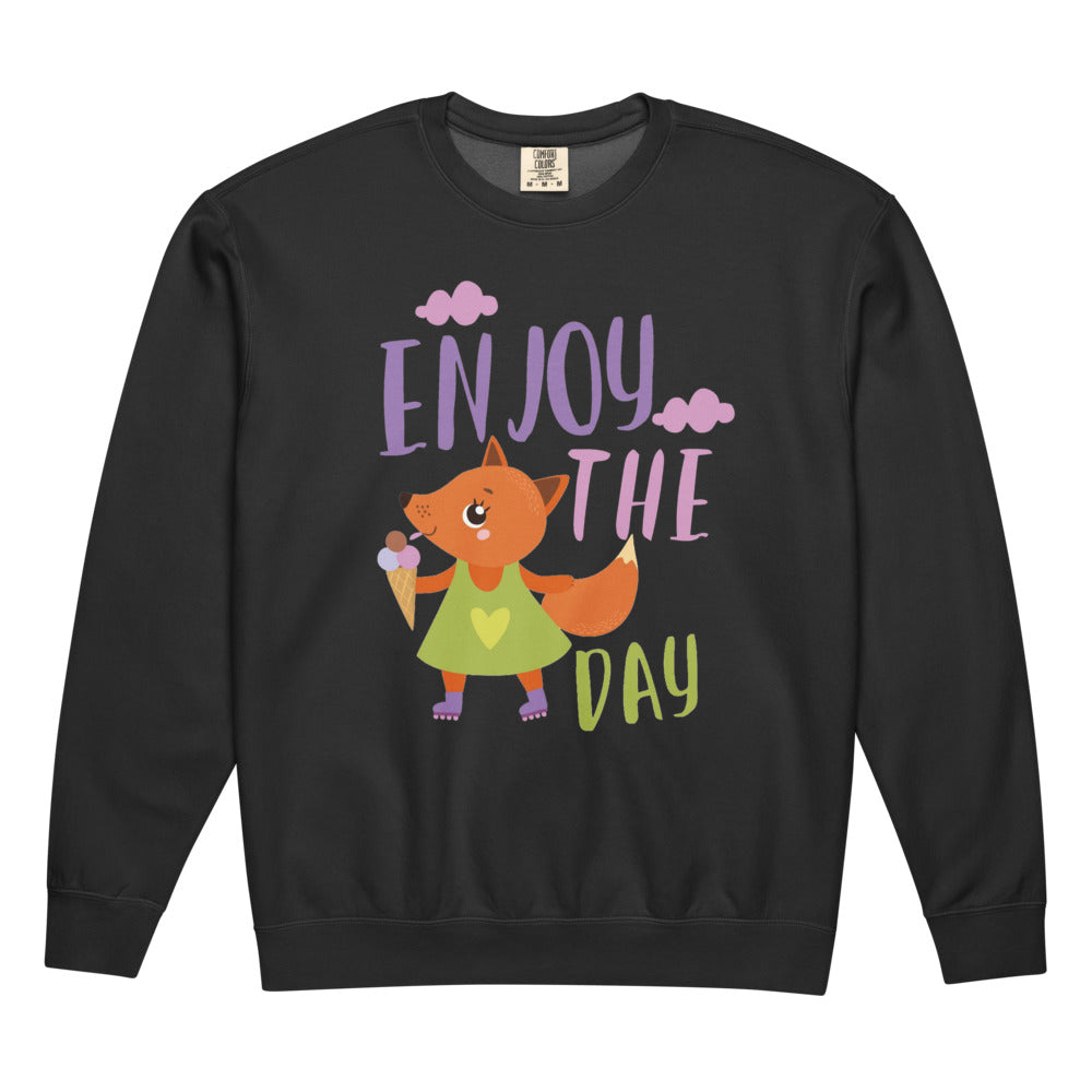 Orange fox - Ẹnoy the day | Unisex Garment-Dyed Lightweight Fleece Crewneck Sweatshirt I Comfort Colors 1466