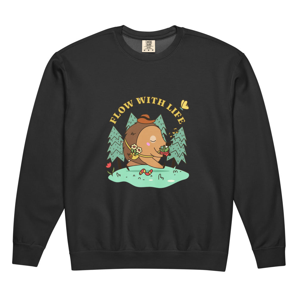 Flow with life | Unisex Garment-Dyed Lightweight Fleece Crewneck Sweatshirt I Comfort Colors 1466