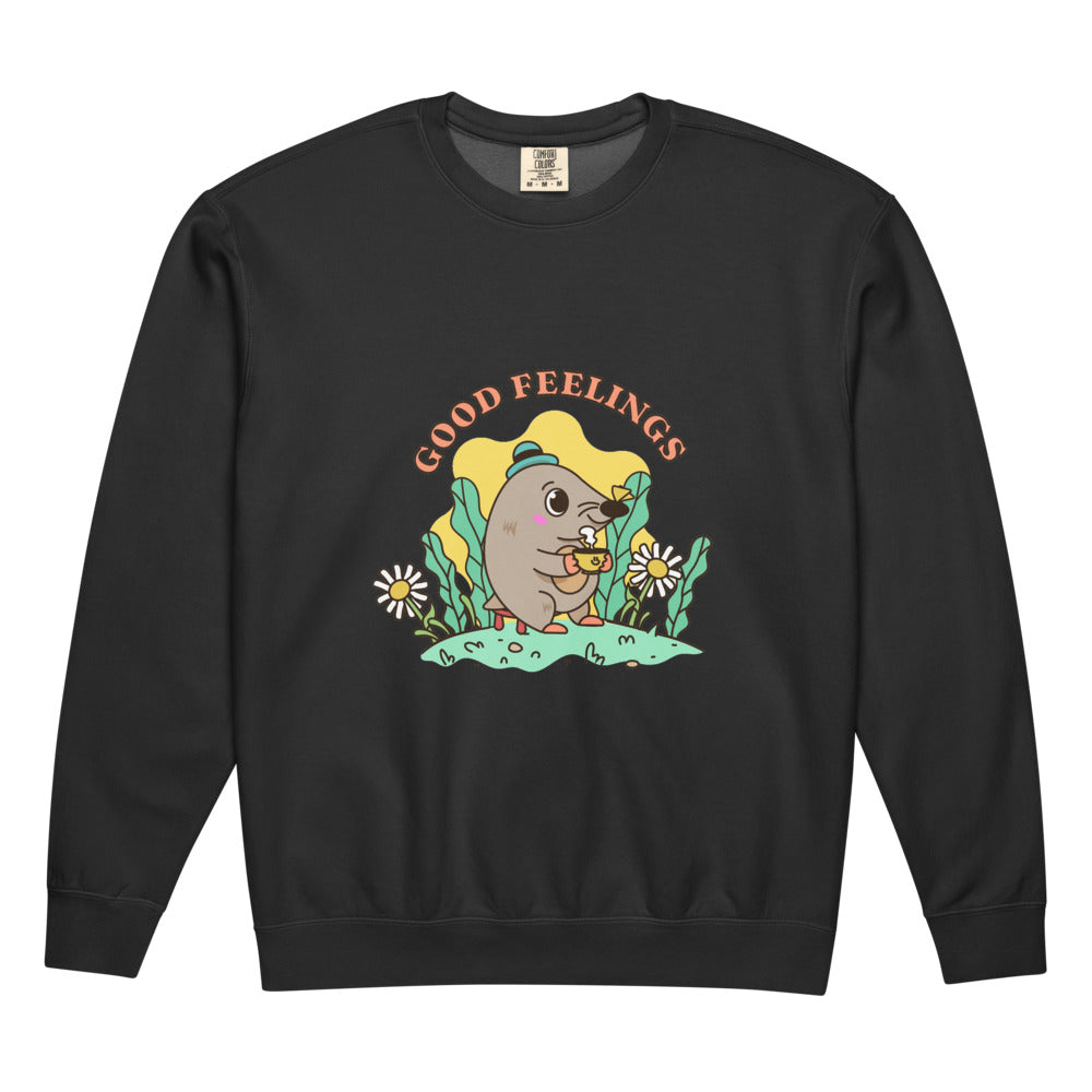 Good feelings | Unisex Garment-Dyed Lightweight Fleece Crewneck Sweatshirt I Comfort Colors 1466