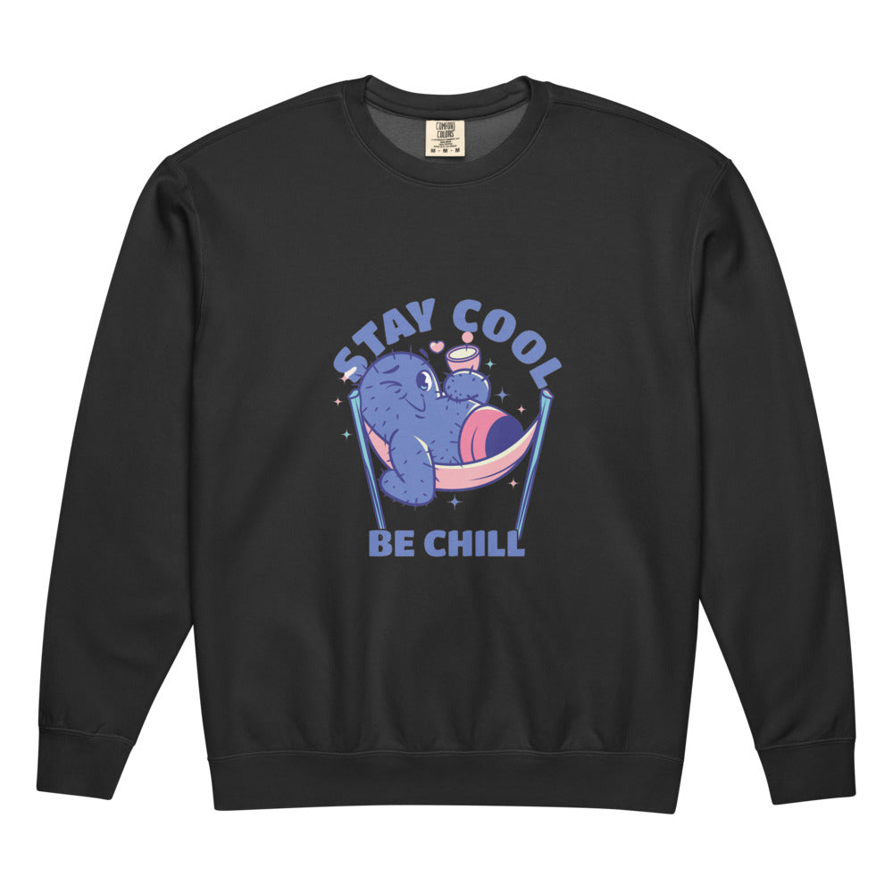Stay cool be chill | Unisex Garment-Dyed Lightweight Fleece Crewneck Sweatshirt I Comfort Colors 1466