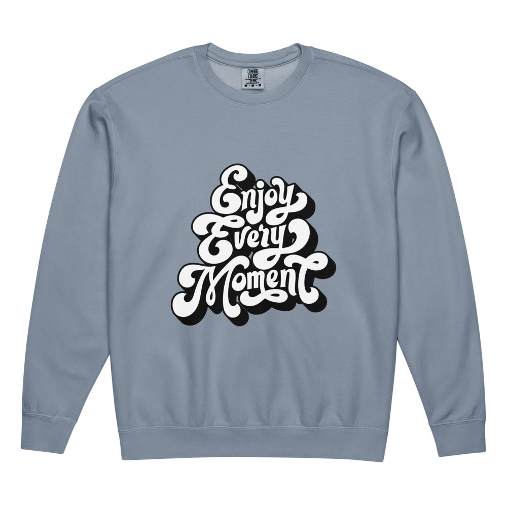Enjoy every moments white | Unisex Garment-Dyed Lightweight Fleece Crewneck Sweatshirt I Comfort Colors 1466