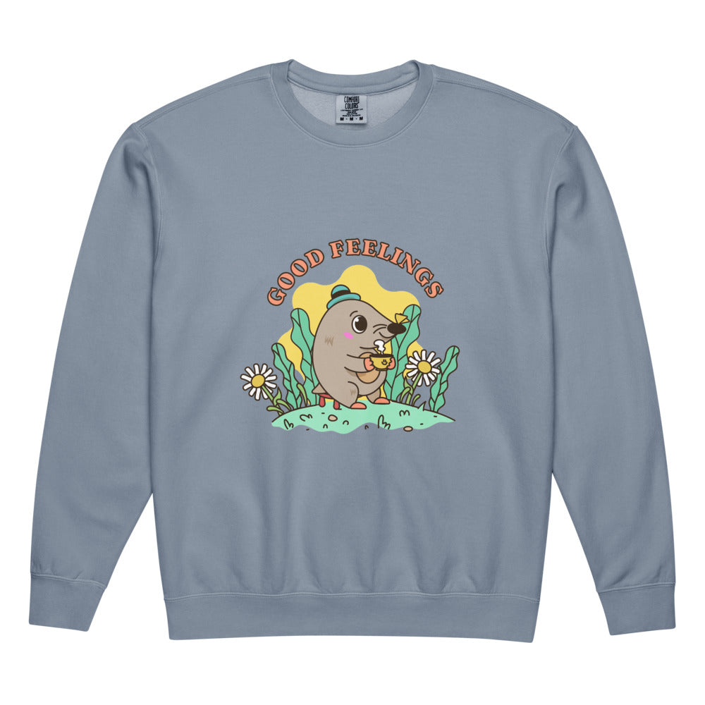 Good feelings | Unisex Garment-Dyed Lightweight Fleece Crewneck Sweatshirt I Comfort Colors 1466