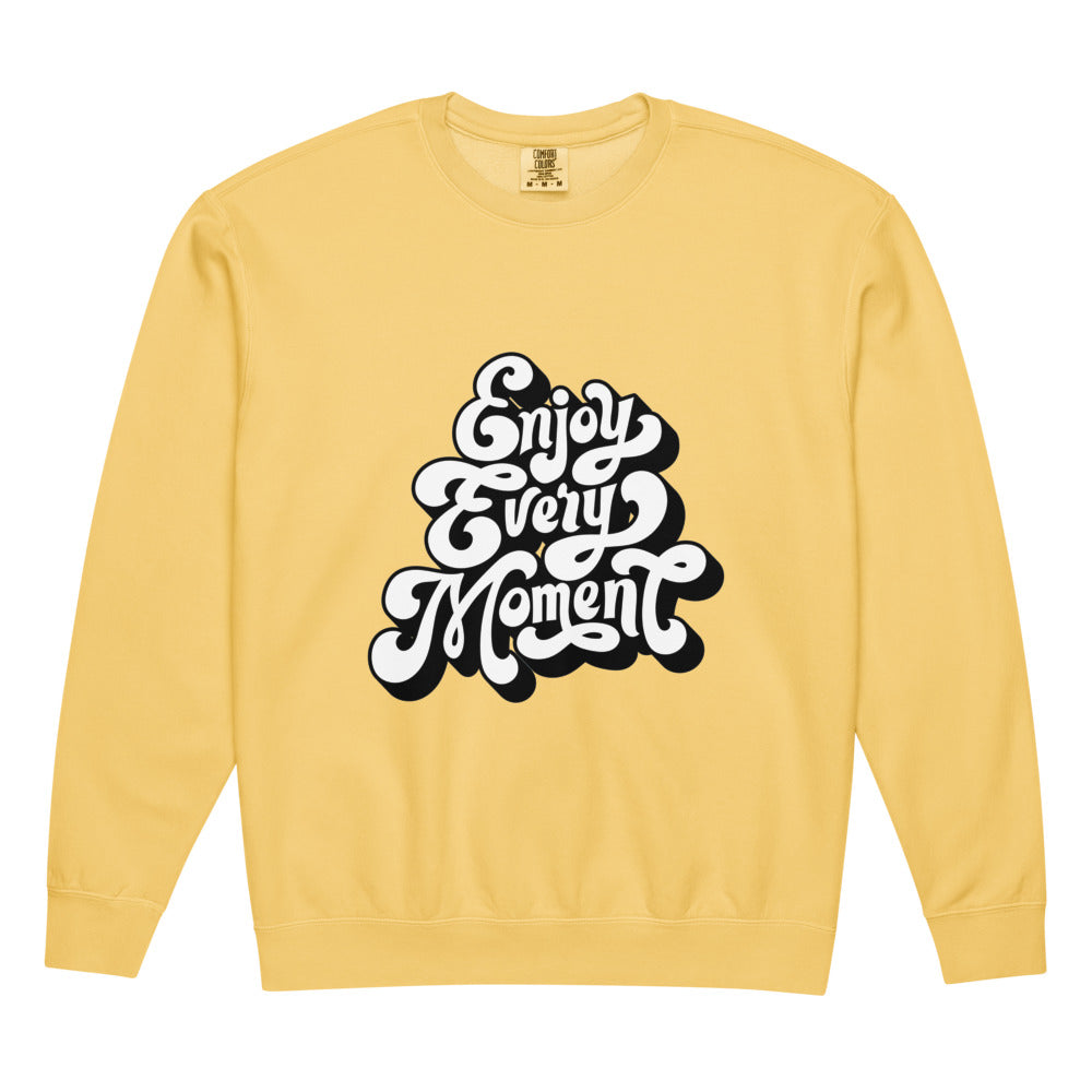 Enjoy every moments white | Unisex Garment-Dyed Lightweight Fleece Crewneck Sweatshirt I Comfort Colors 1466