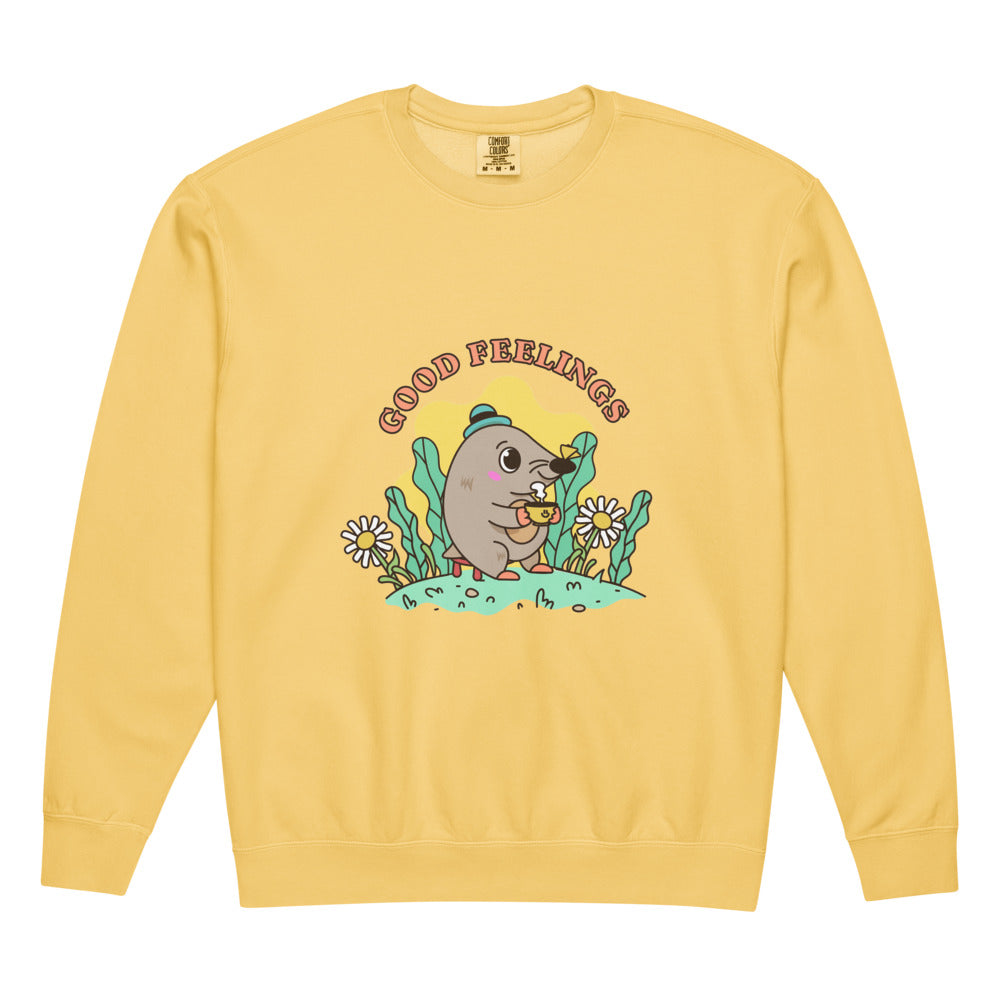 Good feelings | Unisex Garment-Dyed Lightweight Fleece Crewneck Sweatshirt I Comfort Colors 1466