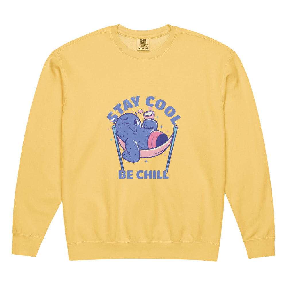 Stay cool be chill | Unisex Garment-Dyed Lightweight Fleece Crewneck Sweatshirt I Comfort Colors 1466