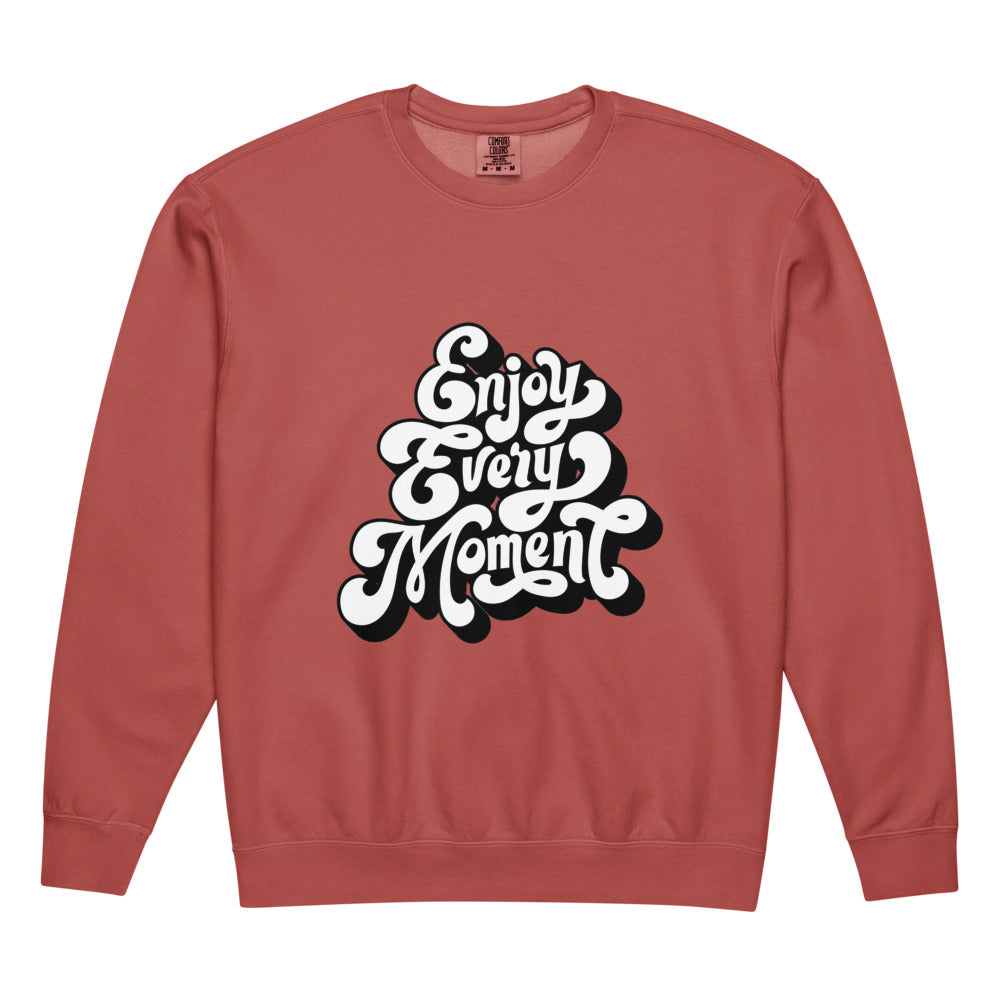 Enjoy every moments white | Unisex Garment-Dyed Lightweight Fleece Crewneck Sweatshirt I Comfort Colors 1466