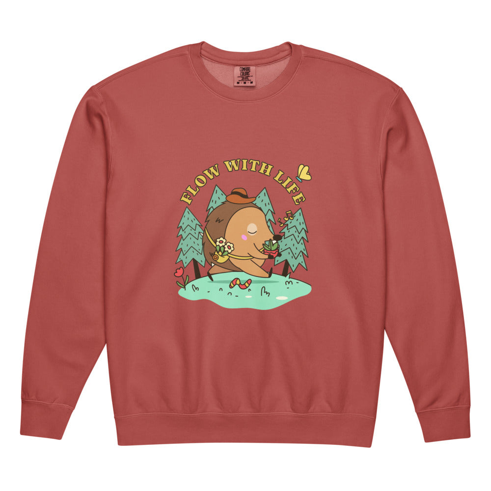 Flow with life | Unisex Garment-Dyed Lightweight Fleece Crewneck Sweatshirt I Comfort Colors 1466
