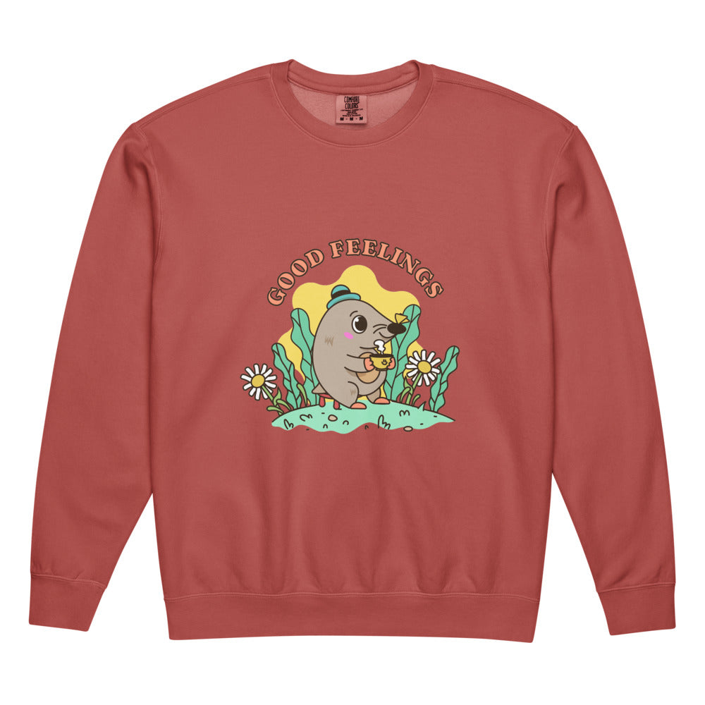 Good feelings | Unisex Garment-Dyed Lightweight Fleece Crewneck Sweatshirt I Comfort Colors 1466