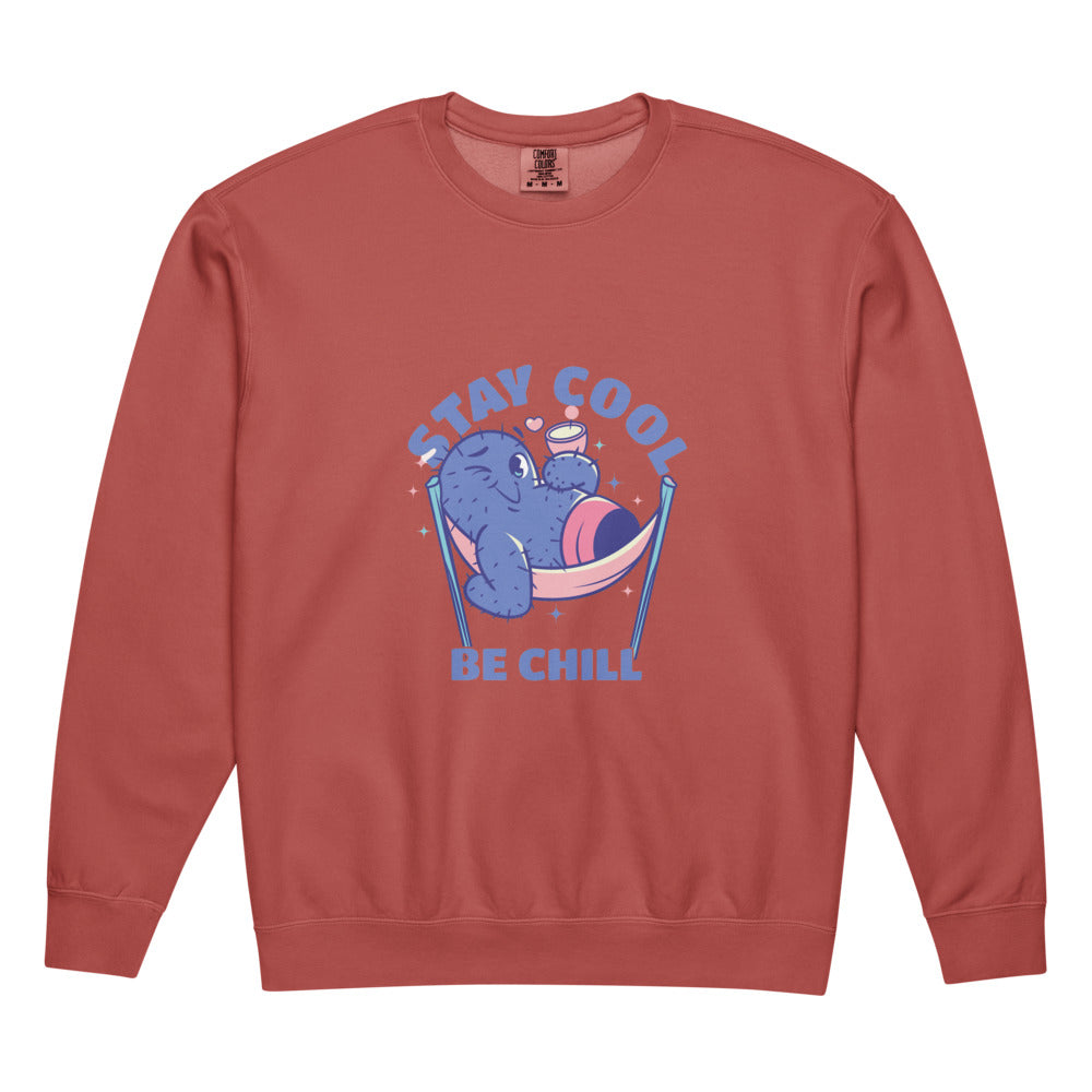 Stay cool be chill | Unisex Garment-Dyed Lightweight Fleece Crewneck Sweatshirt I Comfort Colors 1466
