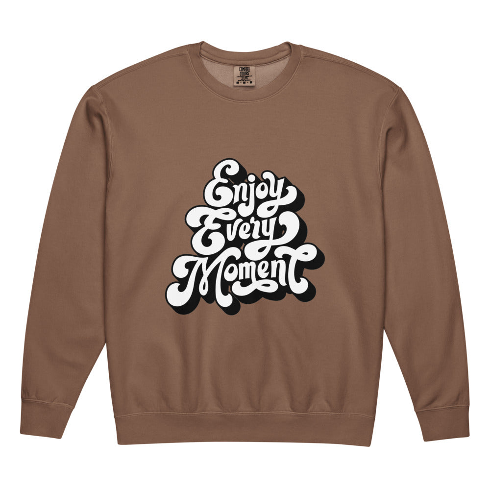 Enjoy every moments white | Unisex Garment-Dyed Lightweight Fleece Crewneck Sweatshirt I Comfort Colors 1466