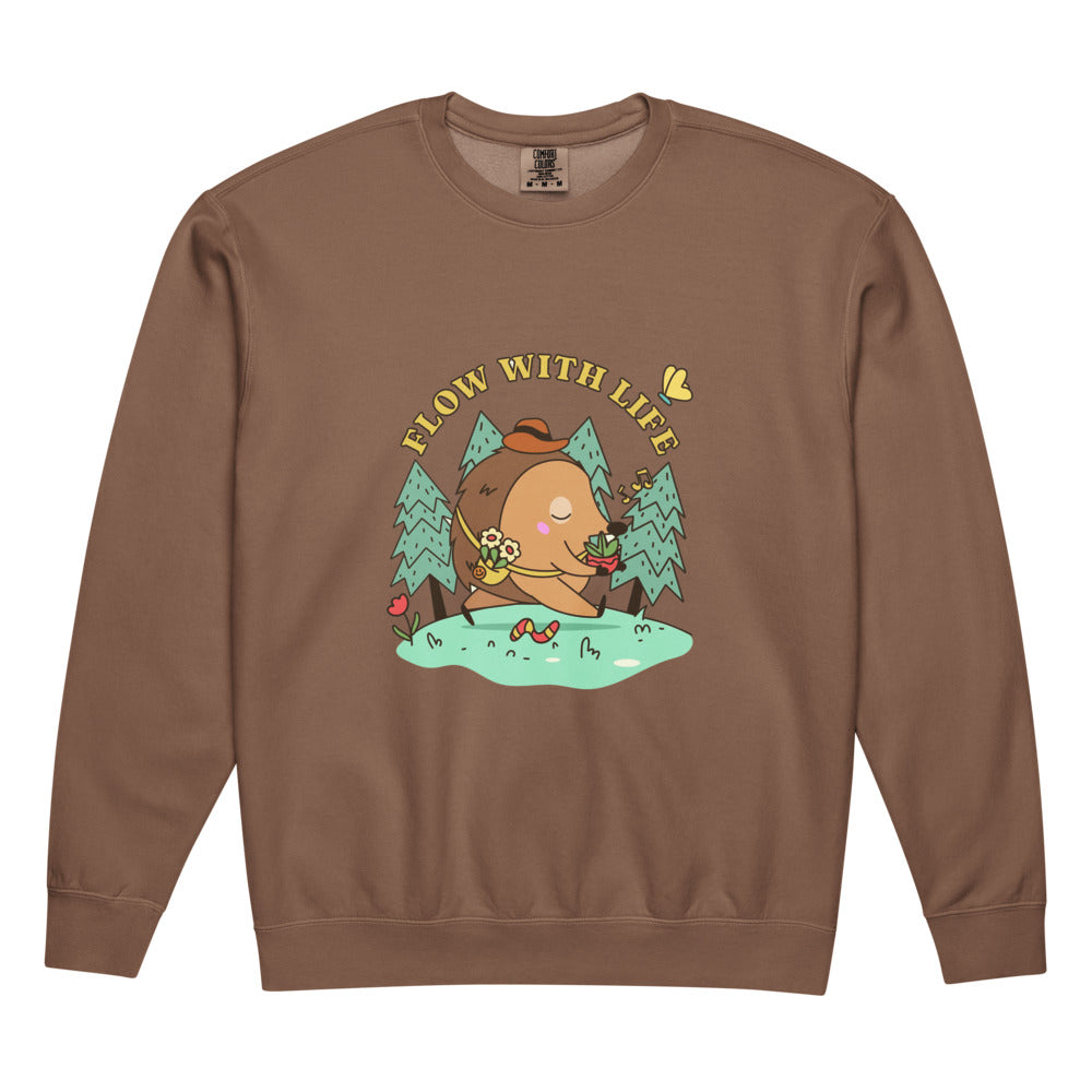 Flow with life | Unisex Garment-Dyed Lightweight Fleece Crewneck Sweatshirt I Comfort Colors 1466