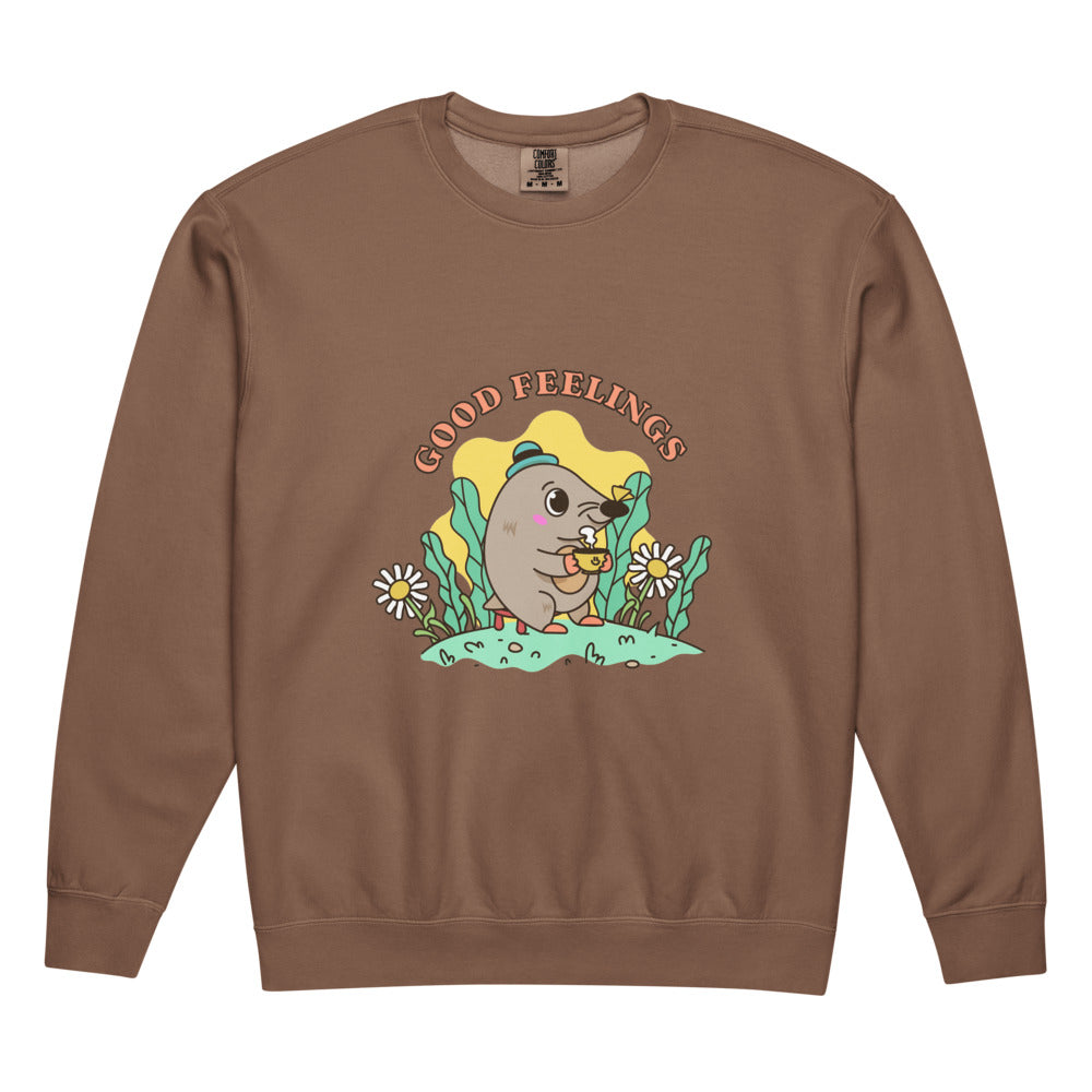 Good feelings | Unisex Garment-Dyed Lightweight Fleece Crewneck Sweatshirt I Comfort Colors 1466