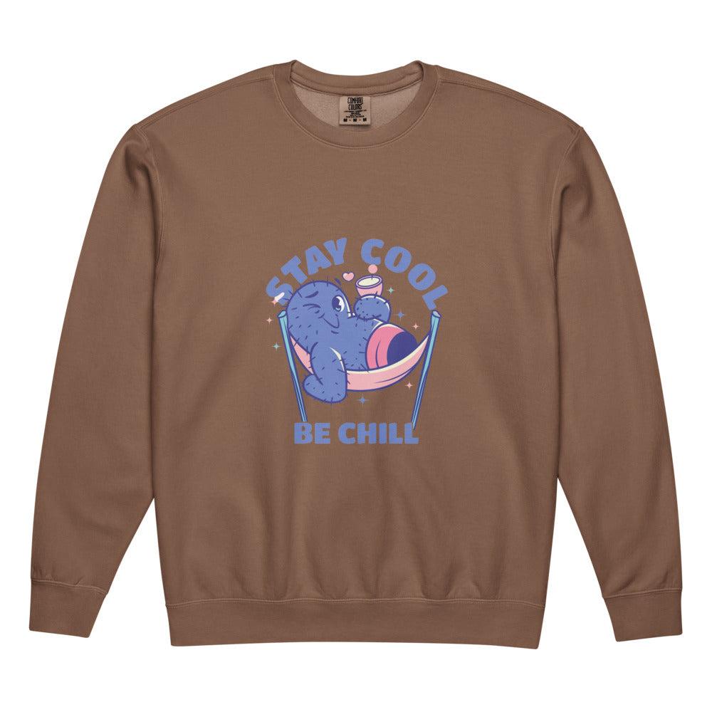 Stay cool be chill | Unisex Garment-Dyed Lightweight Fleece Crewneck Sweatshirt I Comfort Colors 1466