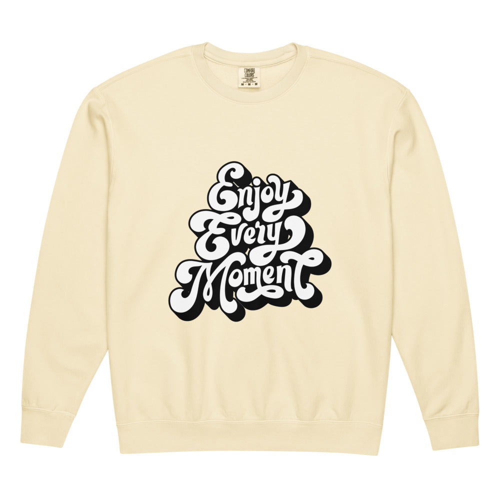 Enjoy every moments white | Unisex Garment-Dyed Lightweight Fleece Crewneck Sweatshirt I Comfort Colors 1466