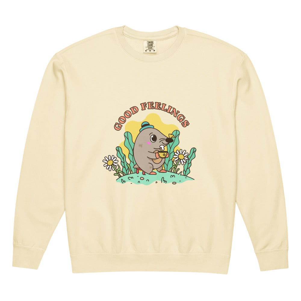 Good feelings | Unisex Garment-Dyed Lightweight Fleece Crewneck Sweatshirt I Comfort Colors 1466
