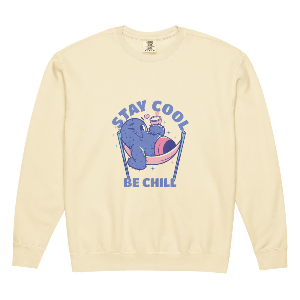 Stay cool be chill | Unisex Garment-Dyed Lightweight Fleece Crewneck Sweatshirt I Comfort Colors 1466