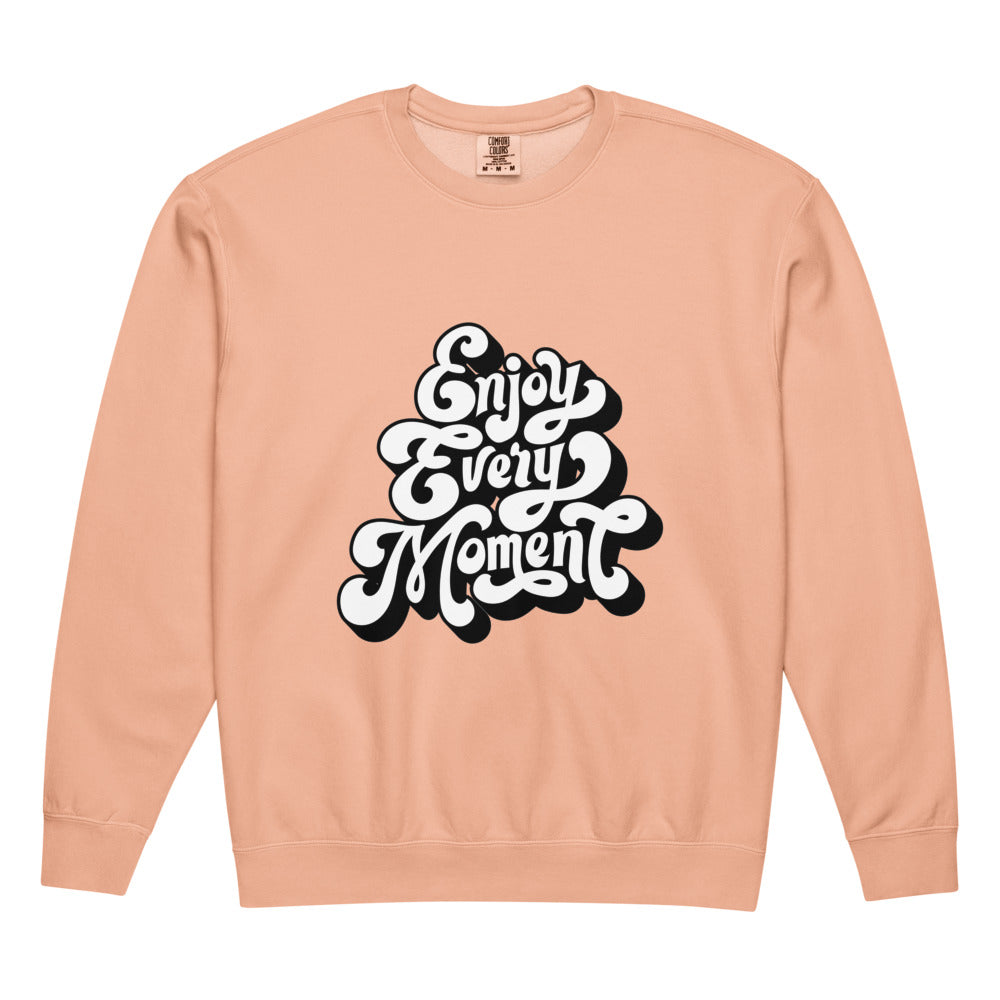 Enjoy every moments white | Unisex Garment-Dyed Lightweight Fleece Crewneck Sweatshirt I Comfort Colors 1466
