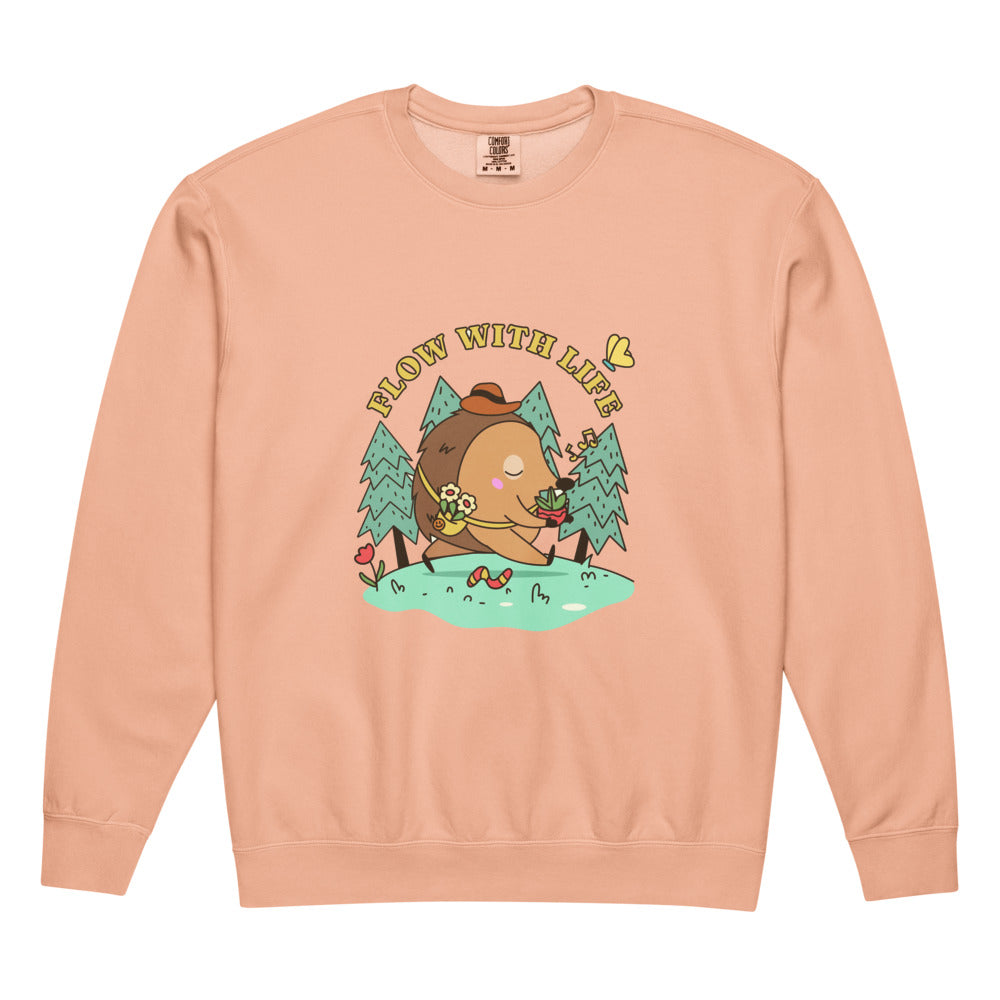 Flow with life | Unisex Garment-Dyed Lightweight Fleece Crewneck Sweatshirt I Comfort Colors 1466