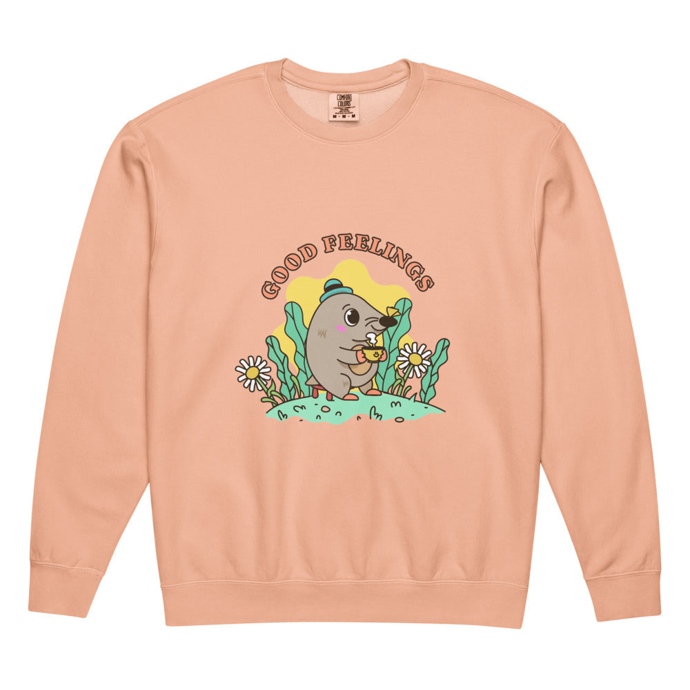 Good feelings | Unisex Garment-Dyed Lightweight Fleece Crewneck Sweatshirt I Comfort Colors 1466