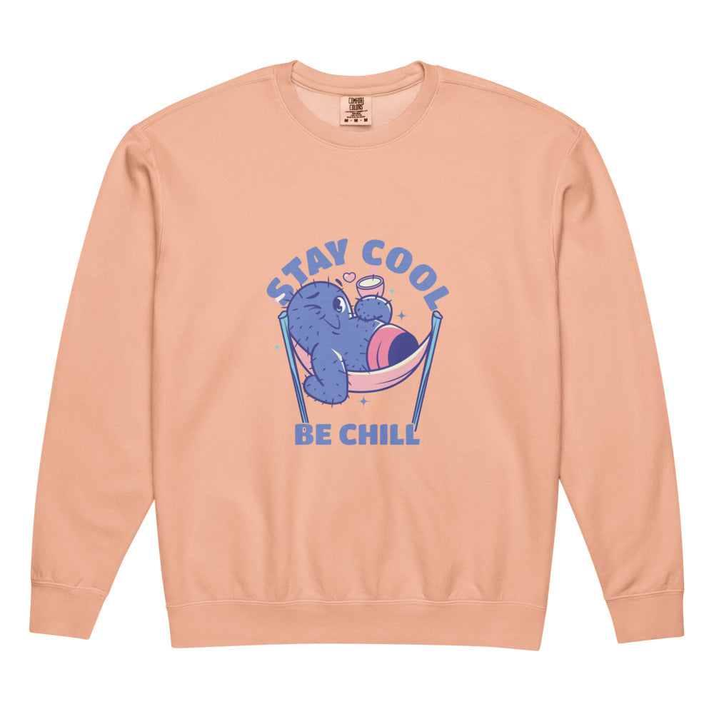 Stay cool be chill | Unisex Garment-Dyed Lightweight Fleece Crewneck Sweatshirt I Comfort Colors 1466
