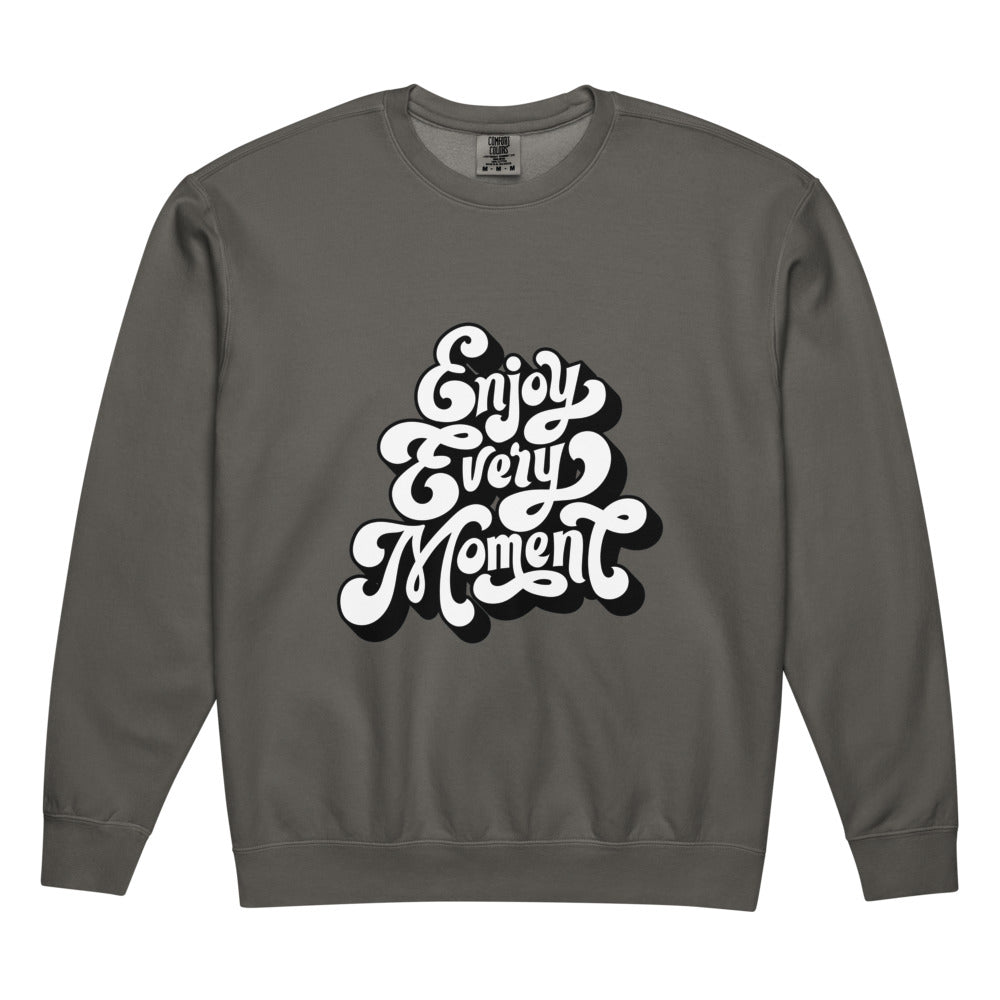 Enjoy every moments white | Unisex Garment-Dyed Lightweight Fleece Crewneck Sweatshirt I Comfort Colors 1466