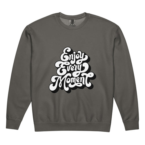 Enjoy every moments white | Unisex Garment-Dyed Lightweight Fleece Crewneck Sweatshirt I Comfort Colors 1466