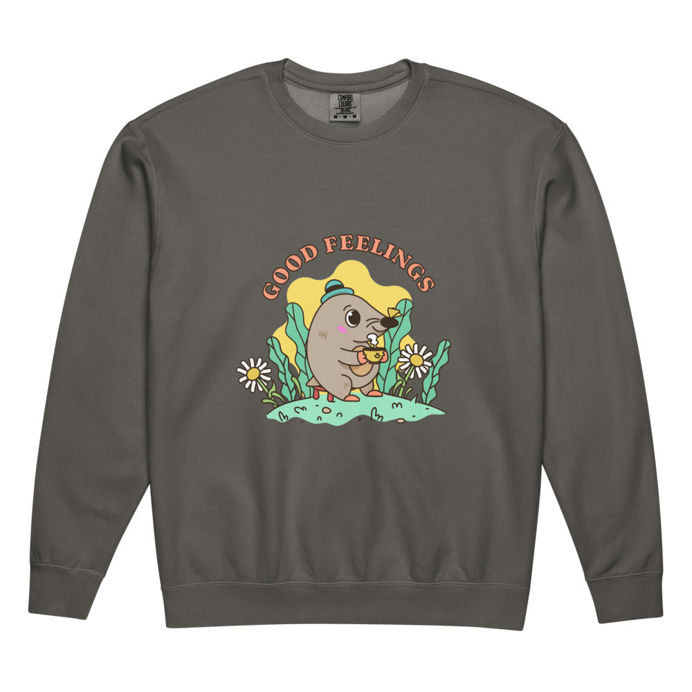 Good feelings | Unisex Garment-Dyed Lightweight Fleece Crewneck Sweatshirt I Comfort Colors 1466