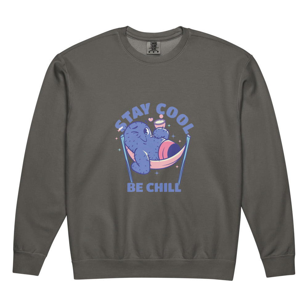 Stay cool be chill | Unisex Garment-Dyed Lightweight Fleece Crewneck Sweatshirt I Comfort Colors 1466