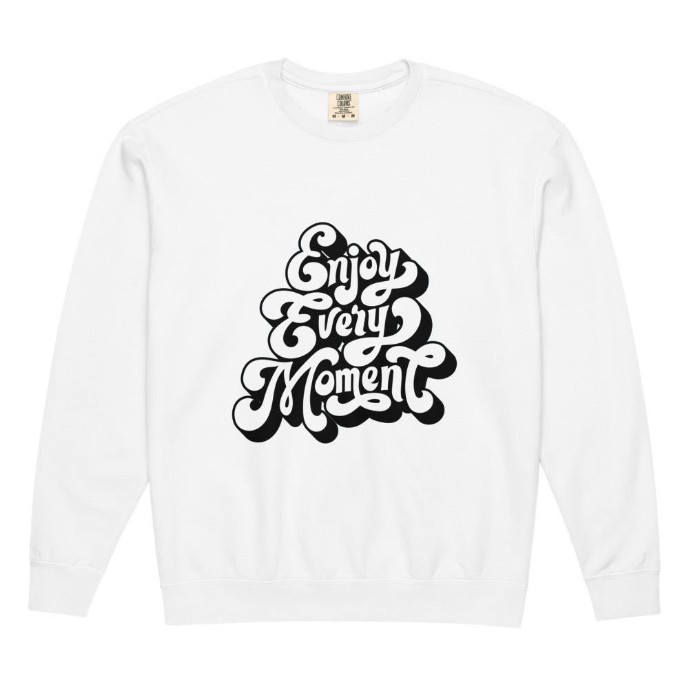 Enjoy every moments white | Unisex Garment-Dyed Lightweight Fleece Crewneck Sweatshirt I Comfort Colors 1466