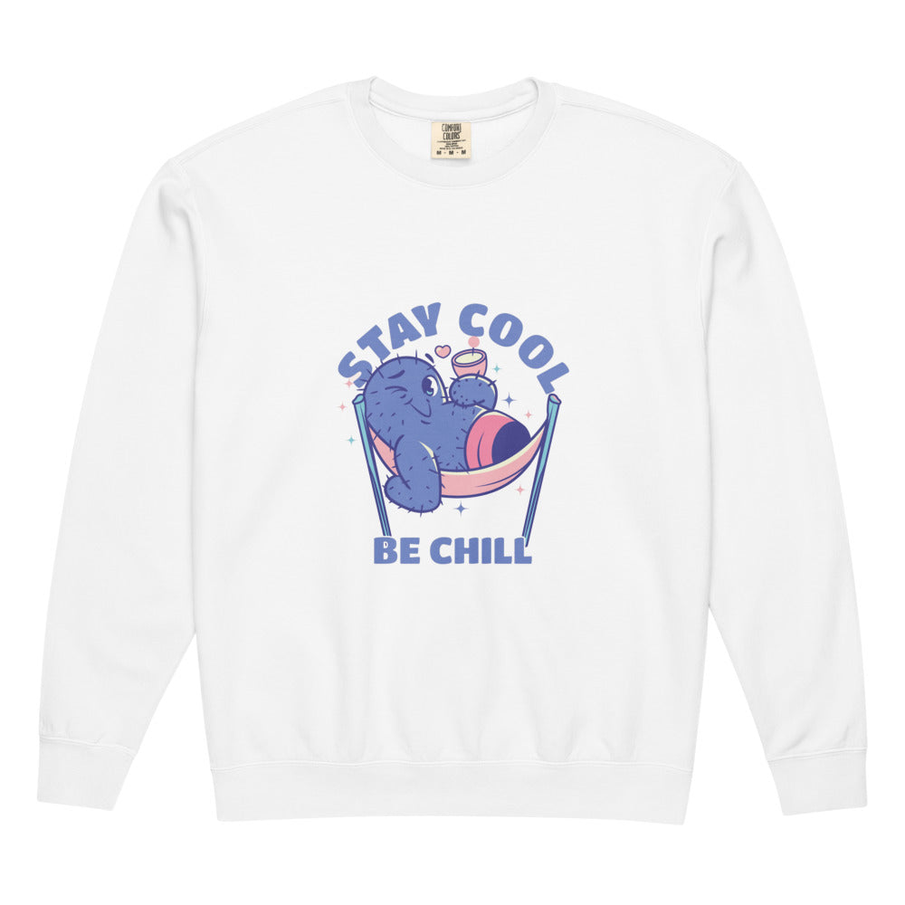 Stay cool be chill | Unisex Garment-Dyed Lightweight Fleece Crewneck Sweatshirt I Comfort Colors 1466
