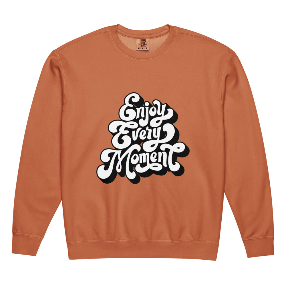 Enjoy every moments white | Unisex Garment-Dyed Lightweight Fleece Crewneck Sweatshirt I Comfort Colors 1466