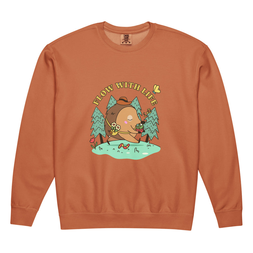 Flow with life | Unisex Garment-Dyed Lightweight Fleece Crewneck Sweatshirt I Comfort Colors 1466