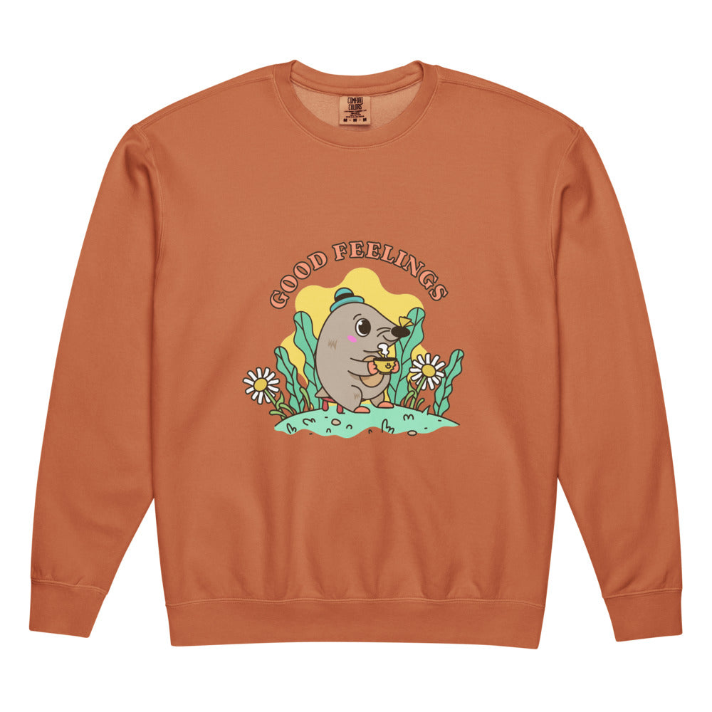 Good feelings | Unisex Garment-Dyed Lightweight Fleece Crewneck Sweatshirt I Comfort Colors 1466