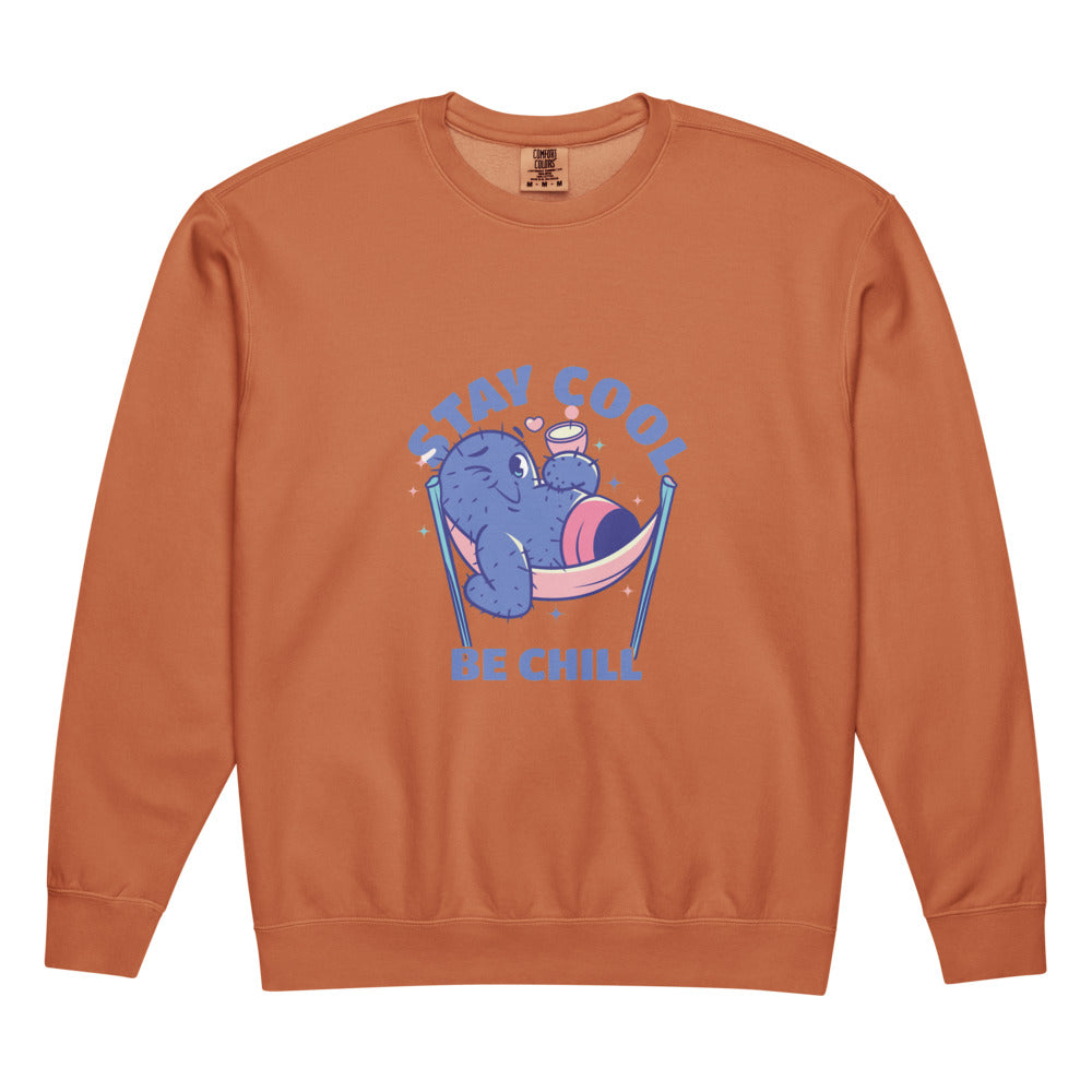 Stay cool be chill | Unisex Garment-Dyed Lightweight Fleece Crewneck Sweatshirt I Comfort Colors 1466