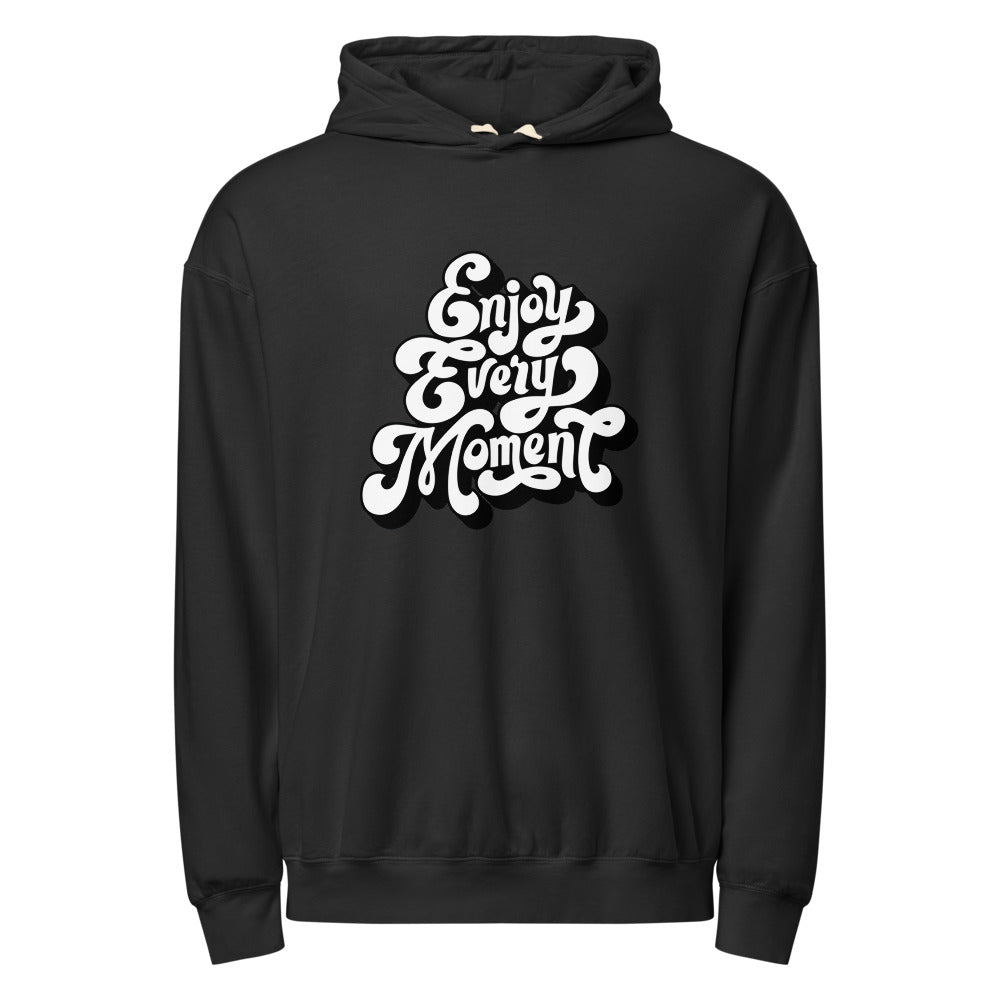 Enjoy every moments white | Unisex Garment-Dyed Lightweight Fleece Hooded Sweatshirt I Comfort Colors 1467