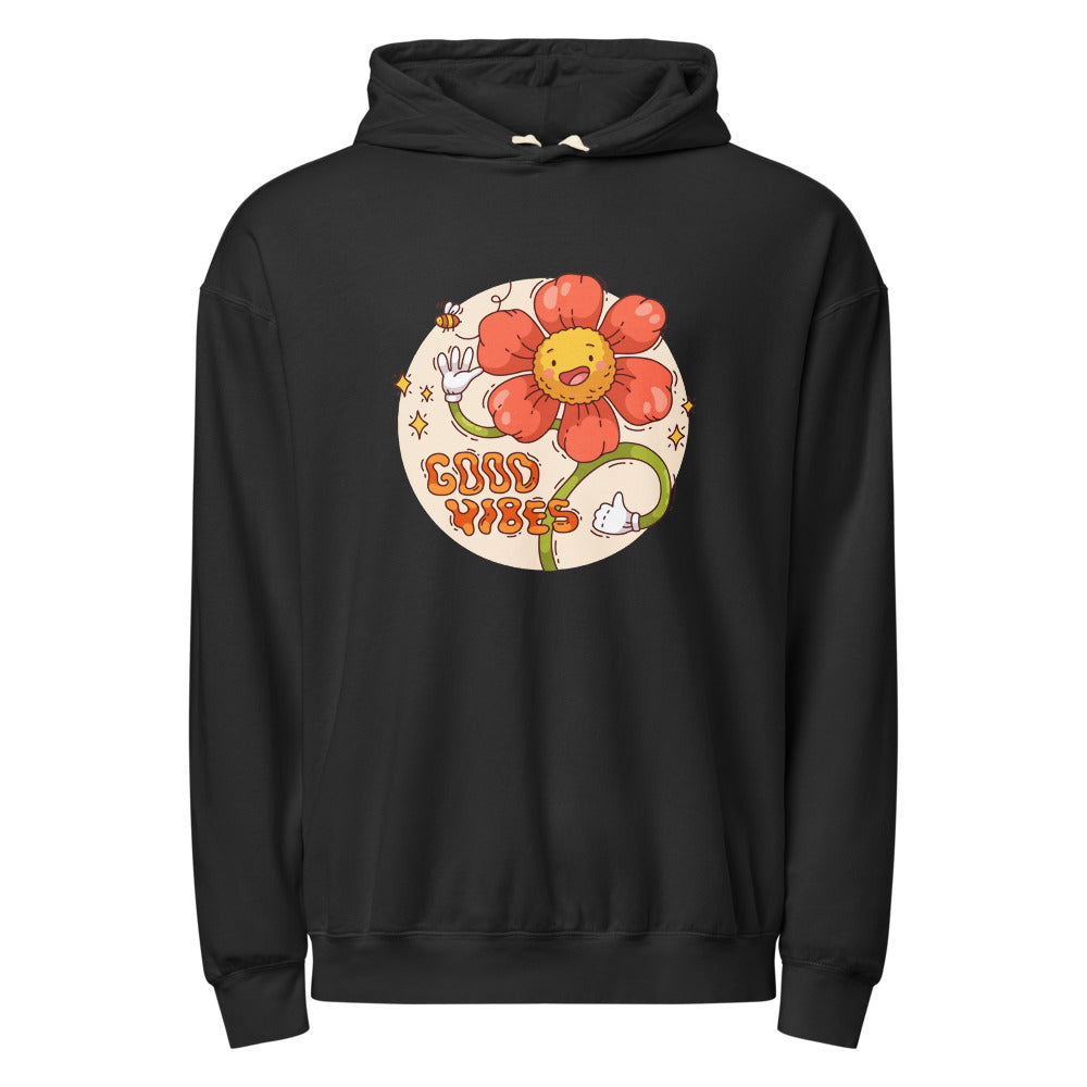 Good vides | Unisex Garment-Dyed Lightweight Fleece Hooded Sweatshirt I Comfort Colors 1467
