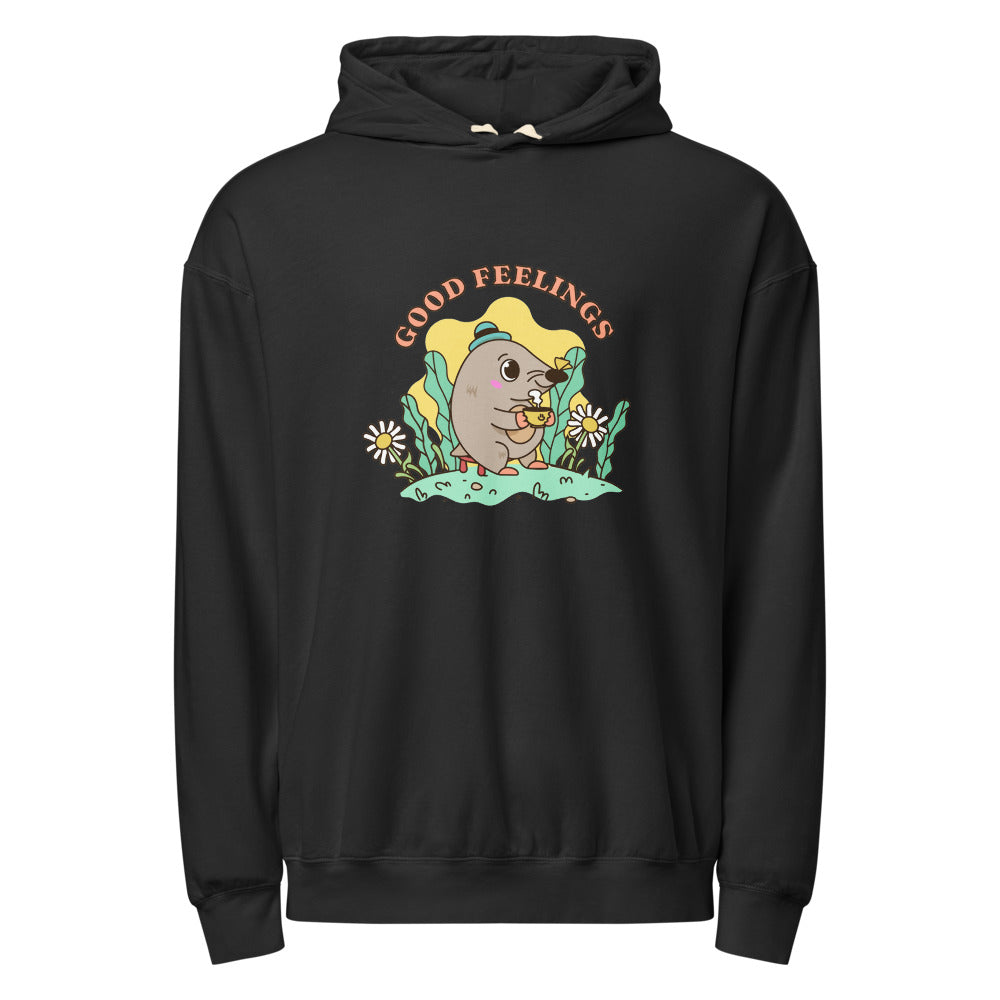 Good feelings | Unisex Garment-Dyed Lightweight Fleece Hooded Sweatshirt I Comfort Colors 1467