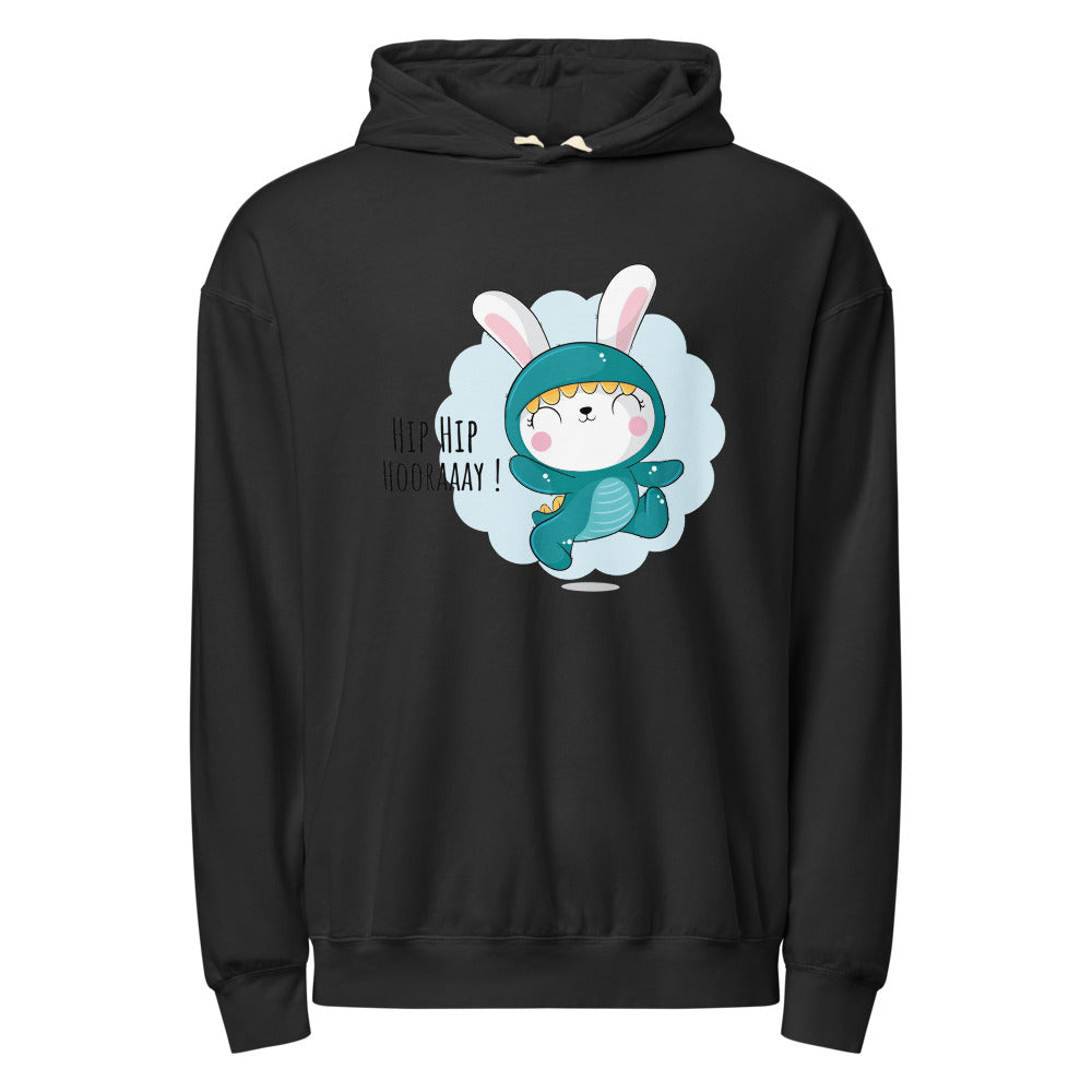 Green rabbit - HIP HIP HOORAAAY | Unisex Garment-Dyed Lightweight Fleece Hooded Sweatshirt I Comfort Colors 1467
