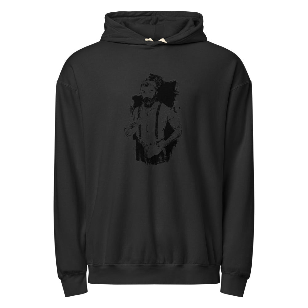 Black & White bearded man suit | Unisex Garment-Dyed Lightweight Fleece Hooded Sweatshirt I Comfort Colors 1467