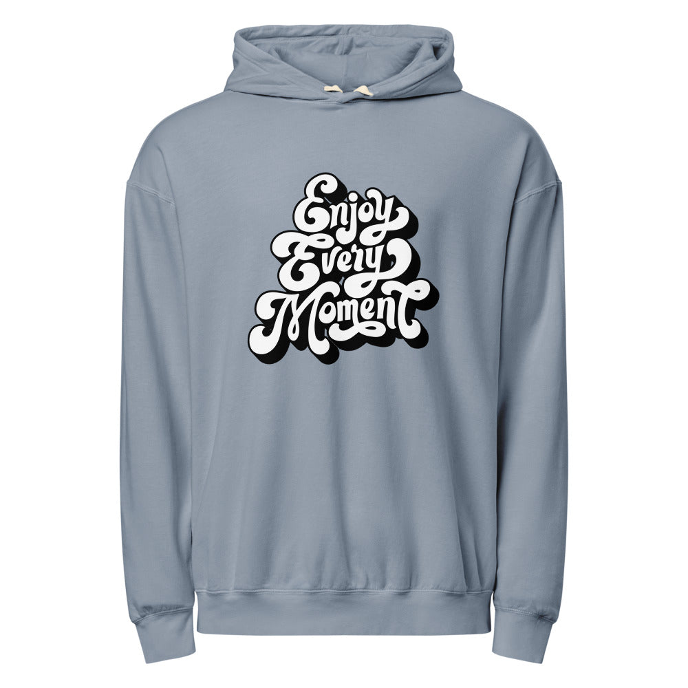 Enjoy every moments white | Unisex Garment-Dyed Lightweight Fleece Hooded Sweatshirt I Comfort Colors 1467