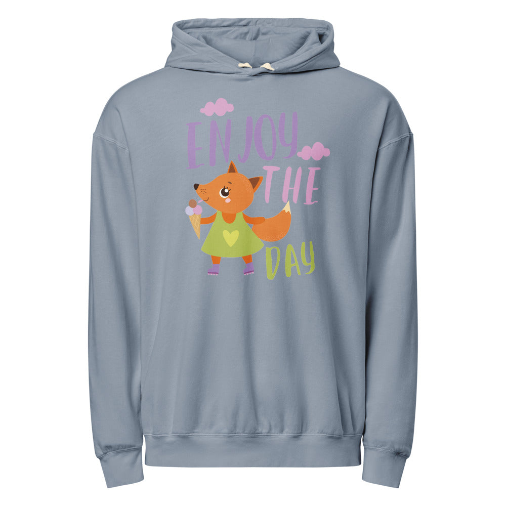 Orange fox - Ẹnoy the day | Unisex Garment-Dyed Lightweight Fleece Hooded Sweatshirt I Comfort Colors 1467