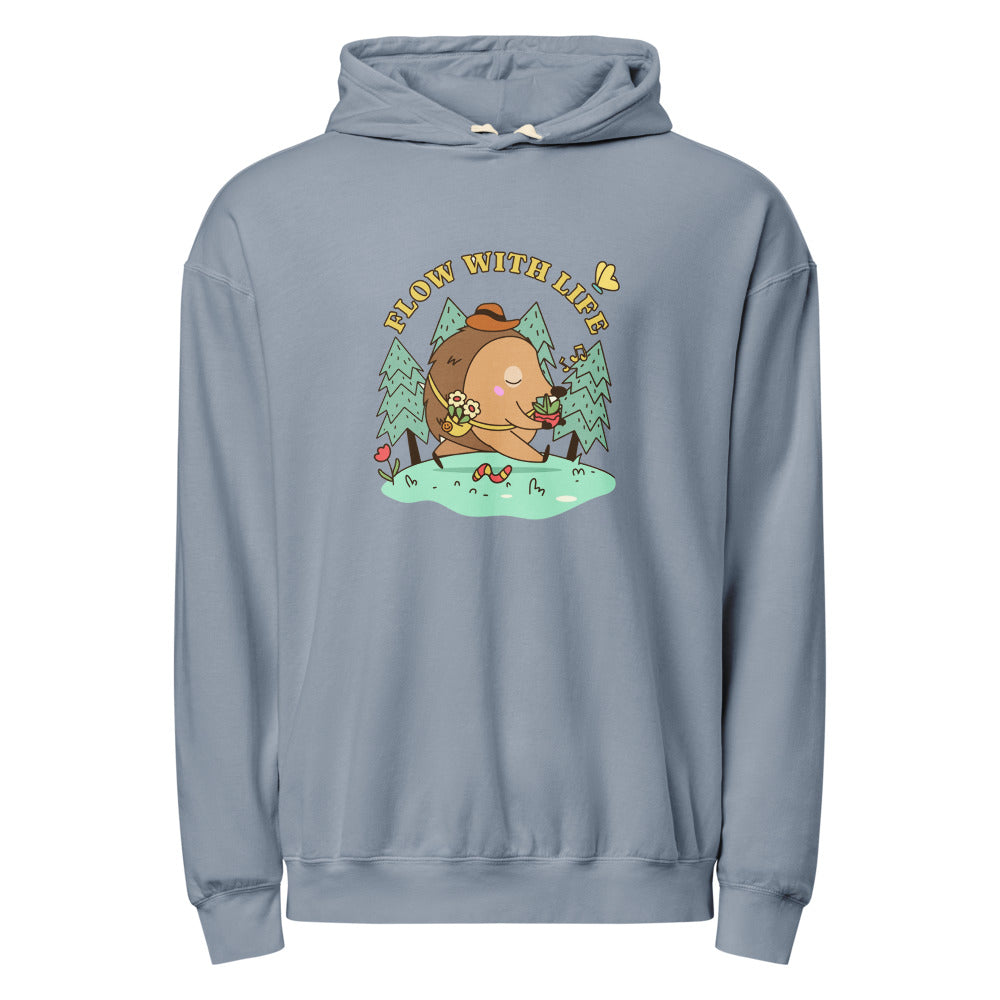 Flow with life | Unisex Garment-Dyed Lightweight Fleece Hooded Sweatshirt I Comfort Colors 1467
