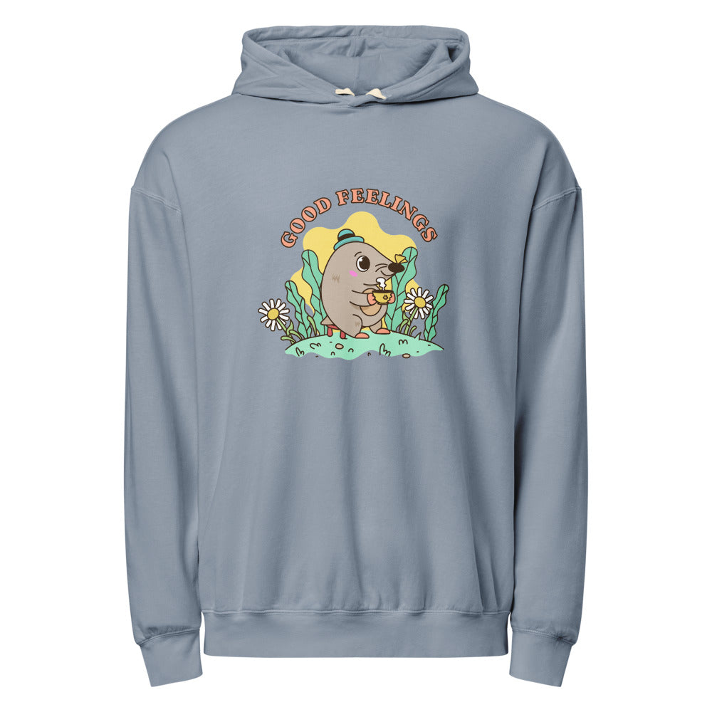 Good feelings | Unisex Garment-Dyed Lightweight Fleece Hooded Sweatshirt I Comfort Colors 1467